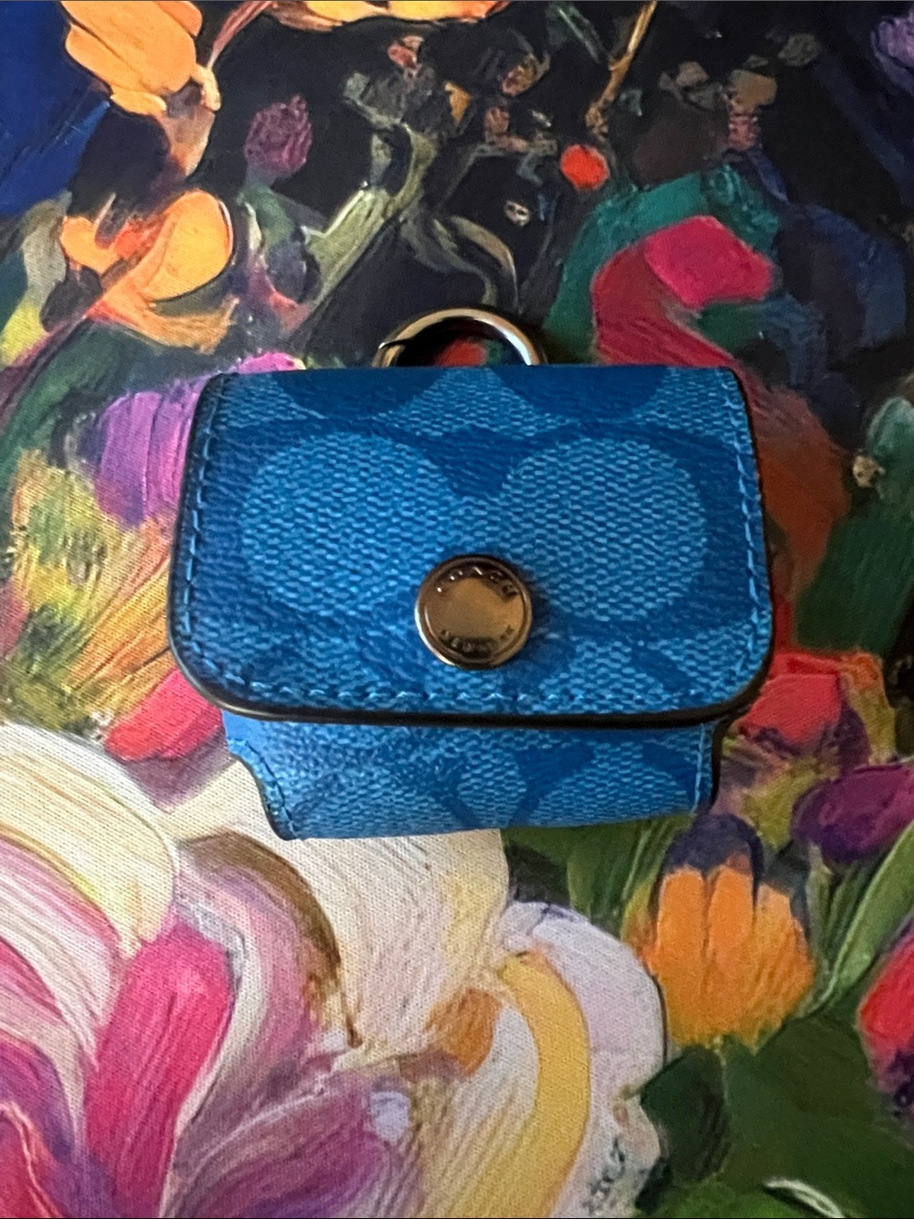 Coach Blue Leather Apple AirPod Holder